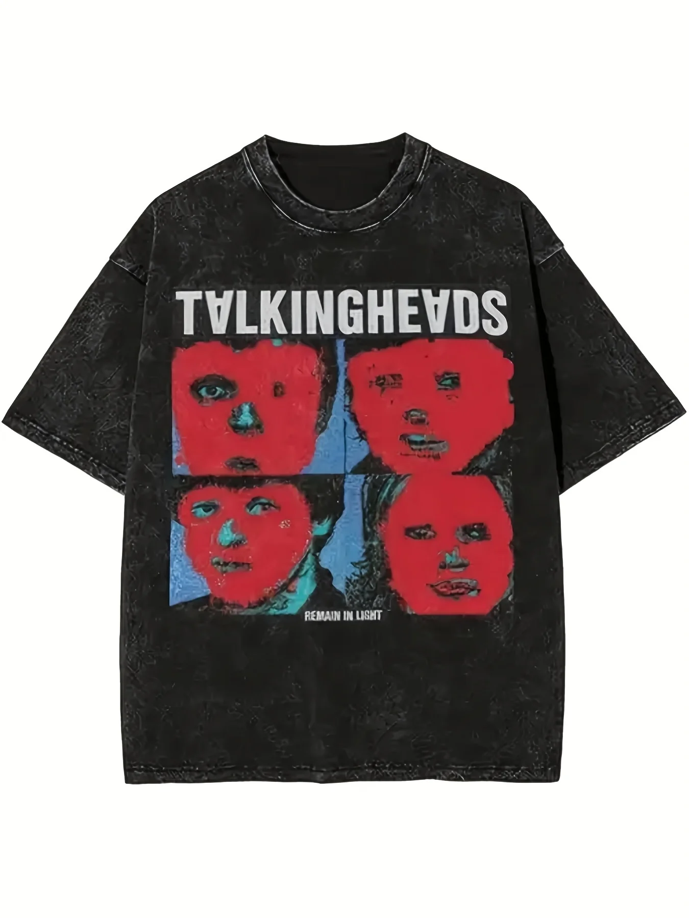 Men's Vintage Talking Heads Graphic T-Shirt - Loose-Fitting Retro T-Shirt with Geometric Portrait Print, 250 Knit Fabric, Machine Washable Casual Top, Suitable for Easter, Halloween, Thanksgiving, and All-Season Wear