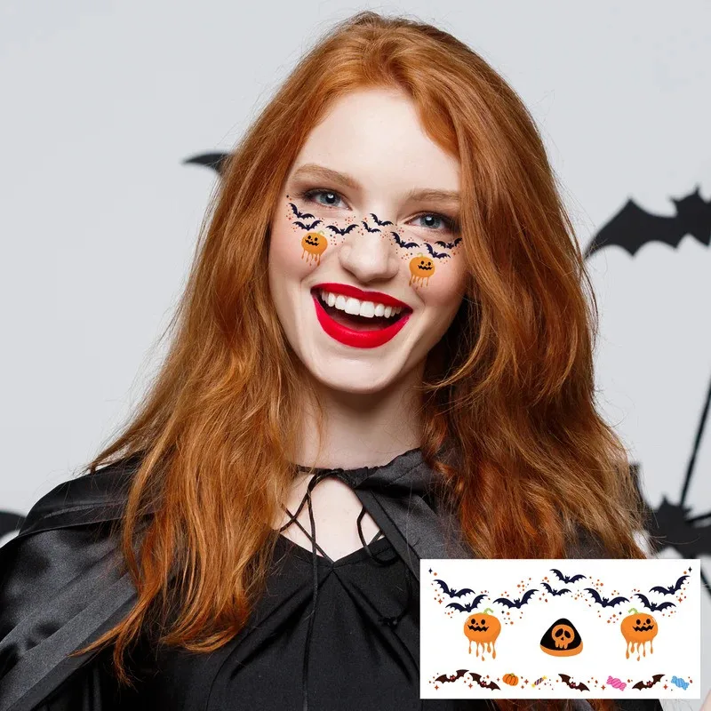 8PCS Halloween Blush Face Stickers Waterproof and Easy to Remove Cute Temporary Tattoos Suitable for Halloween Party Makeup Set