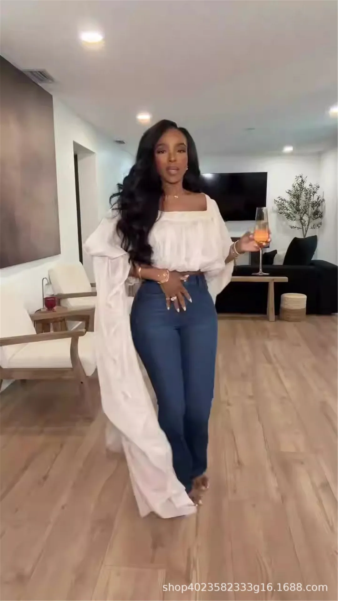 Square Neck Flowy Tunic Blouse Batwing Long Ruffle Maxi Cape Sleeve Loose Chiffon Blouse Women Boho Casual Elegant Flowy Shirt