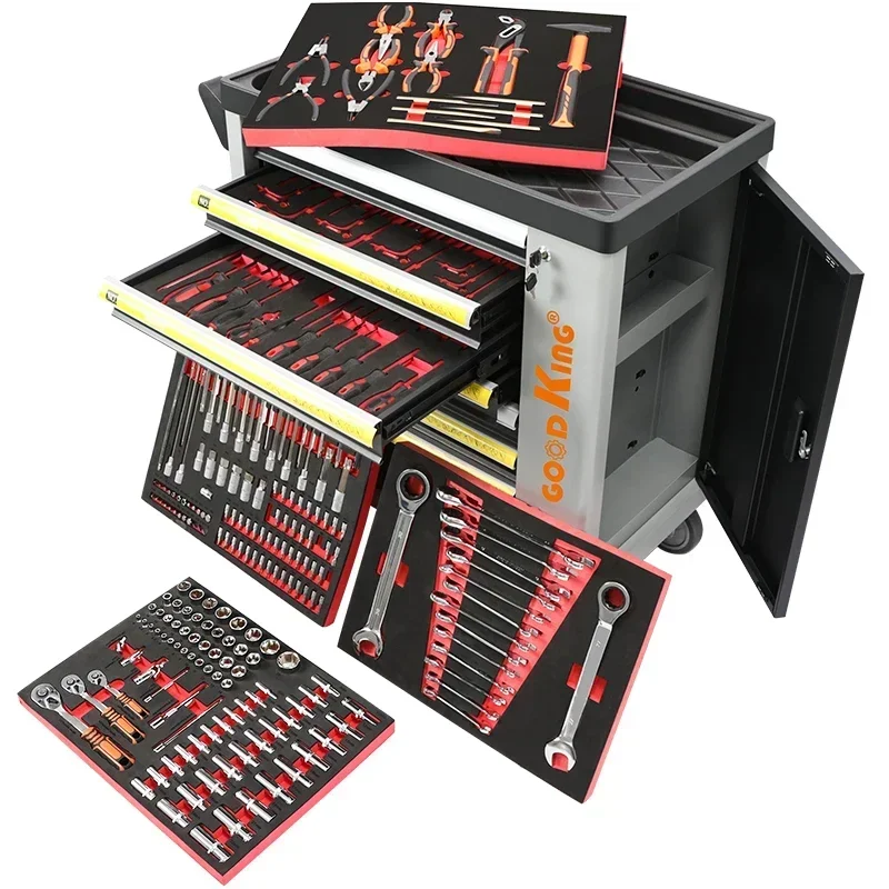 Complete Set Tool Trolley Cabinet With Sliding Drawers Removable Toolbox Organizer Mobile Tool Box