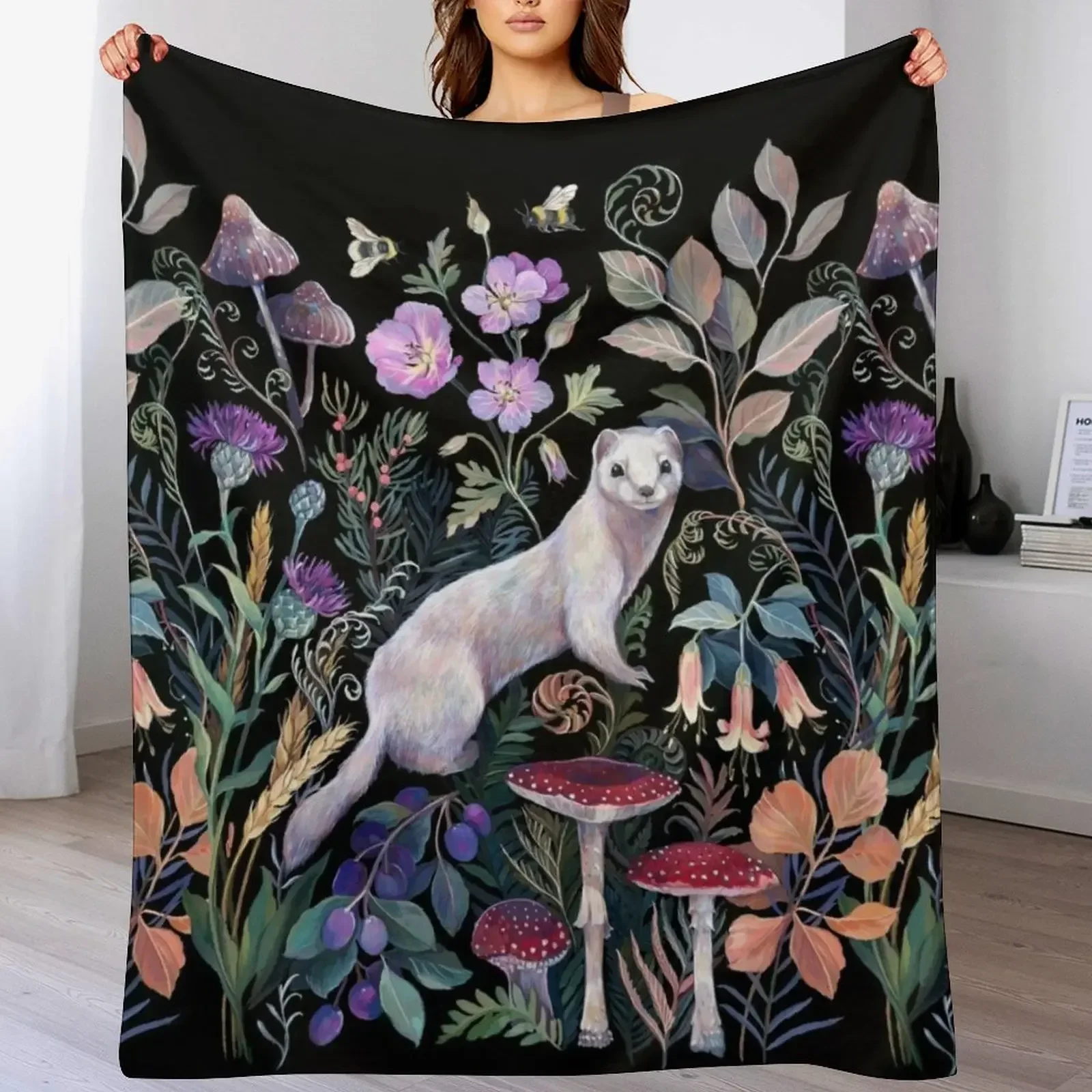 

White Ermine Throw Blanket Sofa halloween Blankets