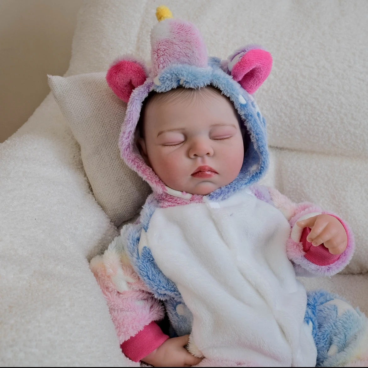 19" Charlotte Reborn Baby - Romper met eenhoornvoet, realistisch slaapgezicht en levensecht - Zoete verzamelbare kunstpop