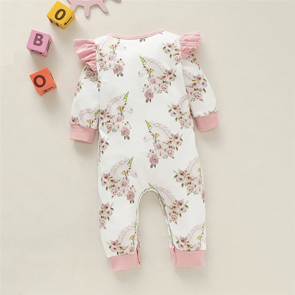 3-24 Months Princess Girl Spring Autumn Romper Pink Long Sleeve Jumpsuit Infants Baby Girl Playsuit Outfits Newborn Baby Clothes