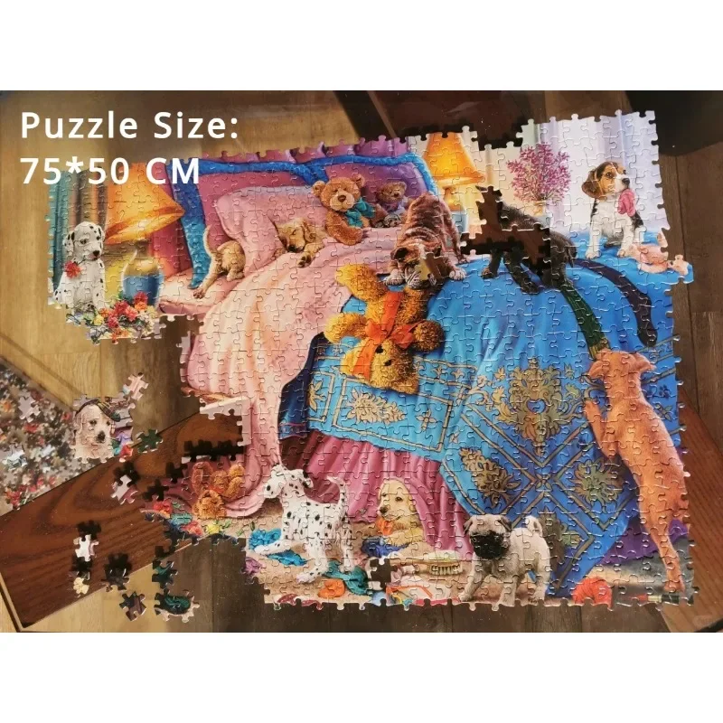 75*50cm Puzzle di carta 1000 pezzi cuccioli camera da letto adulti sollievo dallo Stress bambini giocattoli educativi di intrattenimento regalo di