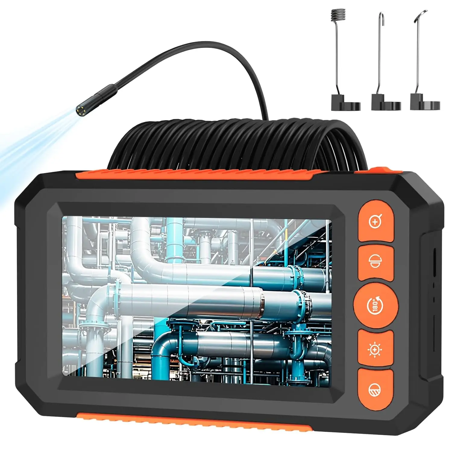 Endoscope Camera, 4.3' IPS Screen Industrial Borescope Camera, 1080P HD Inspection Camera with 8 LED Lights, IP67 Endoscope,