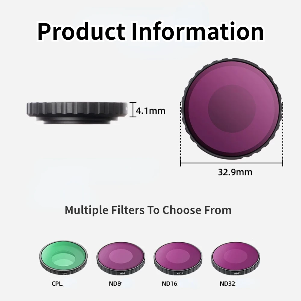 Set di filtri DJI Osmo Action 5pro/4 CPL ND8/16/32 Set di filtri con rivestimento nano Action4 Obiettivo Nd adatto per accessori per fotocamera DJI