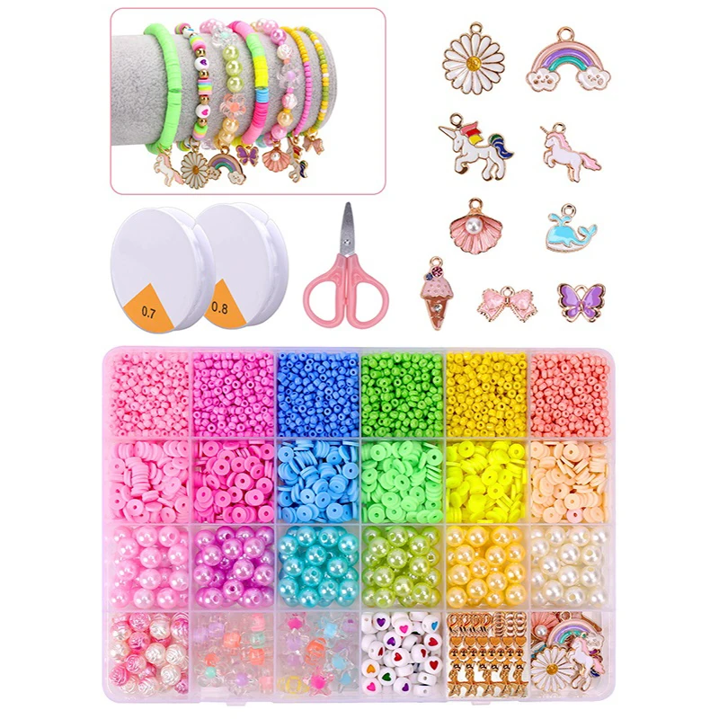 Handmade DIY Bead Bracelets Necklaces Jewelry Materials Accessories Children's Bead String 24 Grid Bead Puzzle Toy Birthday Gift