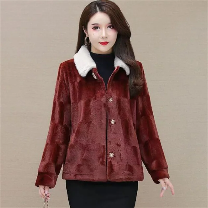 

ZXRYXGS Winter Faux Fur Jackets Elegant Trendy Coat New 2024 Popular Thickened Warmth Noble Faux Mink Fur Coat Women's Clothing