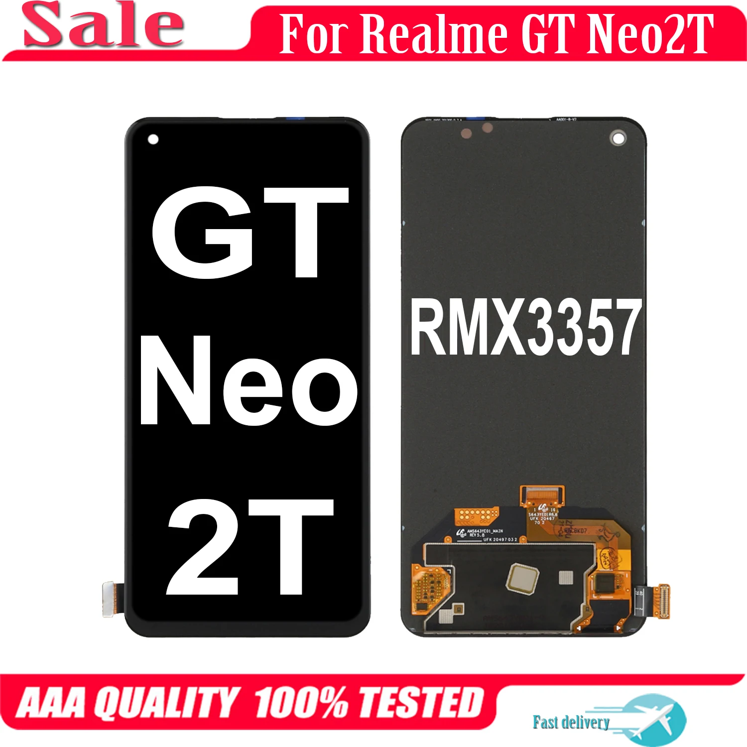 

AMOLED для Realme GT Neo 2T Neo2T RMX3357 RMX3031 ЖК-дисплей с цифровым преобразователем сенсорного экрана в сборе