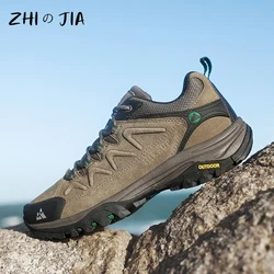 Outdoor Sports Off-Road Shoes Autumn Winter Men's Hiking Shoes Thick Soled Wear-Resistant Anti Slip Sneaker Genuine Leather