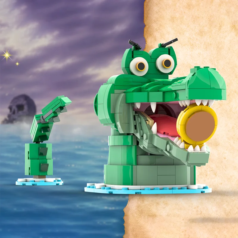 New 599Pcs Popular Cartoon Series Moc Crocodile Model Building Blocks Diy Creative Ideas Bricks Toys Birthday Gift Bricks