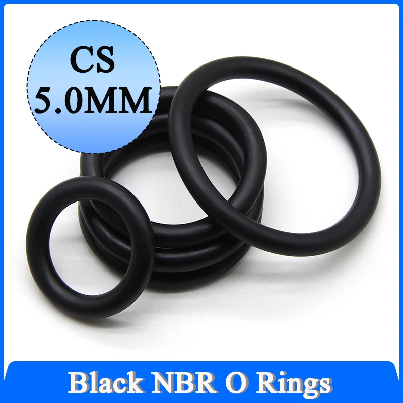 5/10pcs Black NBR O Ring Thickness CS 5mm OD 15mm ~ 170mm Nitrile Rubber Gasket Round O Type Corrosion Oil Resist Sealing Washer