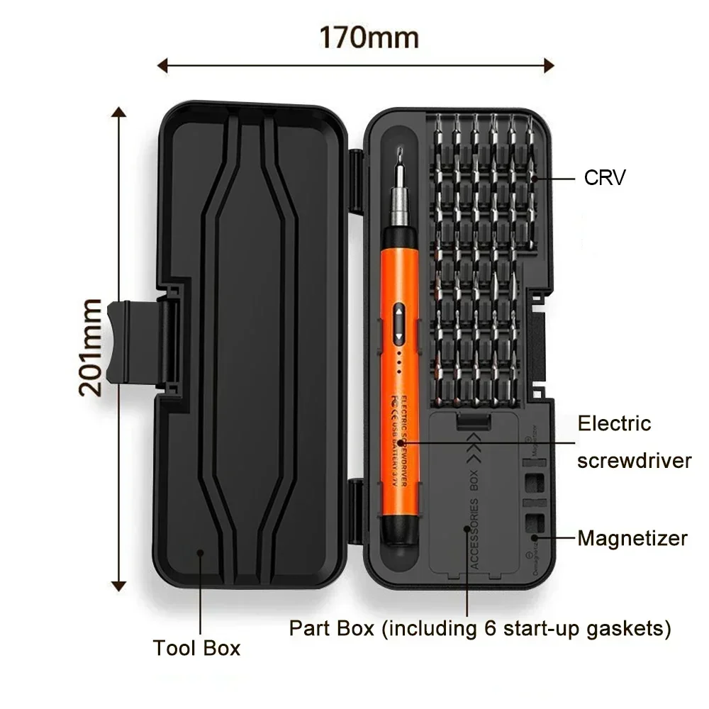 Imagem -06 - Chave de Fenda de Precisão Elétrica Kit Magnético 46 em Cabeças de Parafuso Conjuntos de Energia para Smart Home pc Ferramentas de Reparo do Telefone 38 Pcs