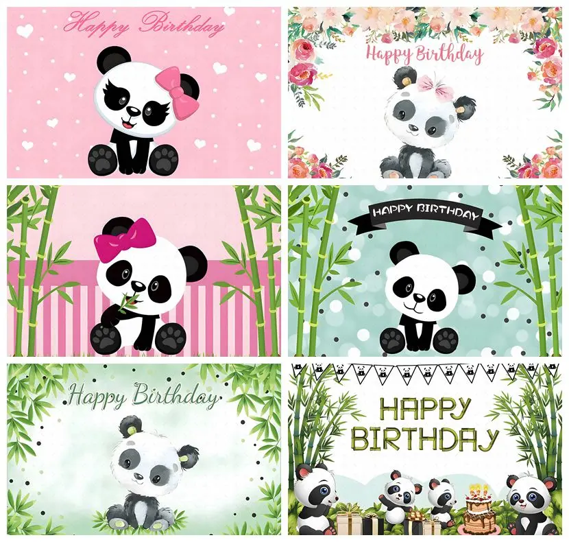 

Panda Bear Photography Birthday Party Backdrop Decoration Animal Theme Baby Shower Kid Boy Girl Photo Custom Background