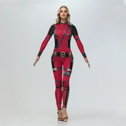 MINISO-Disfraz de Moive Deadpool para mujer, traje de superhéroe para fiesta de Carnaval y Halloween, monos de Deadpool