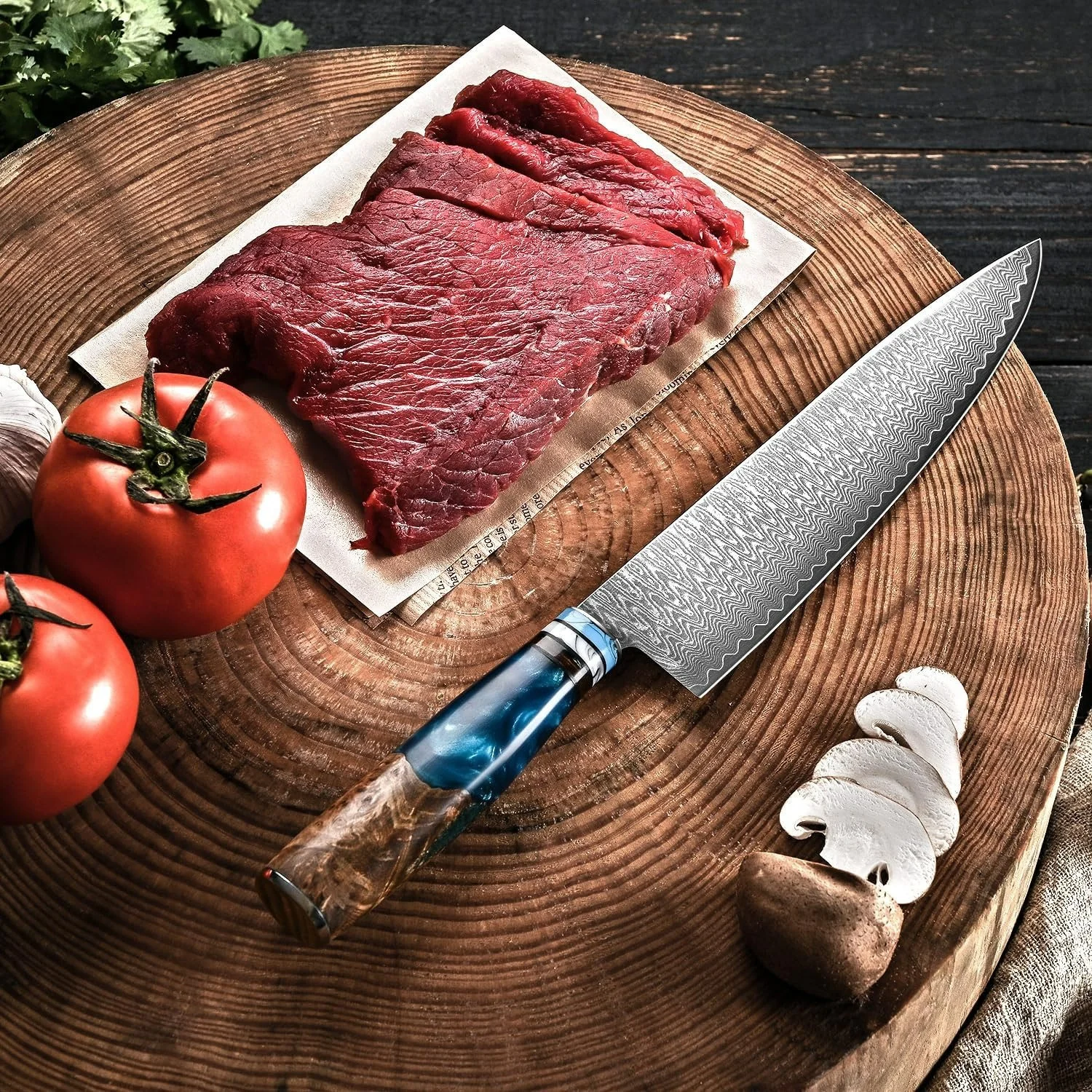 Faca de chef de aço damasco, aço de alto carbono, profissional, artesanal, precisão, vg10, núcleo de aço japonês, cozinha, restaurante