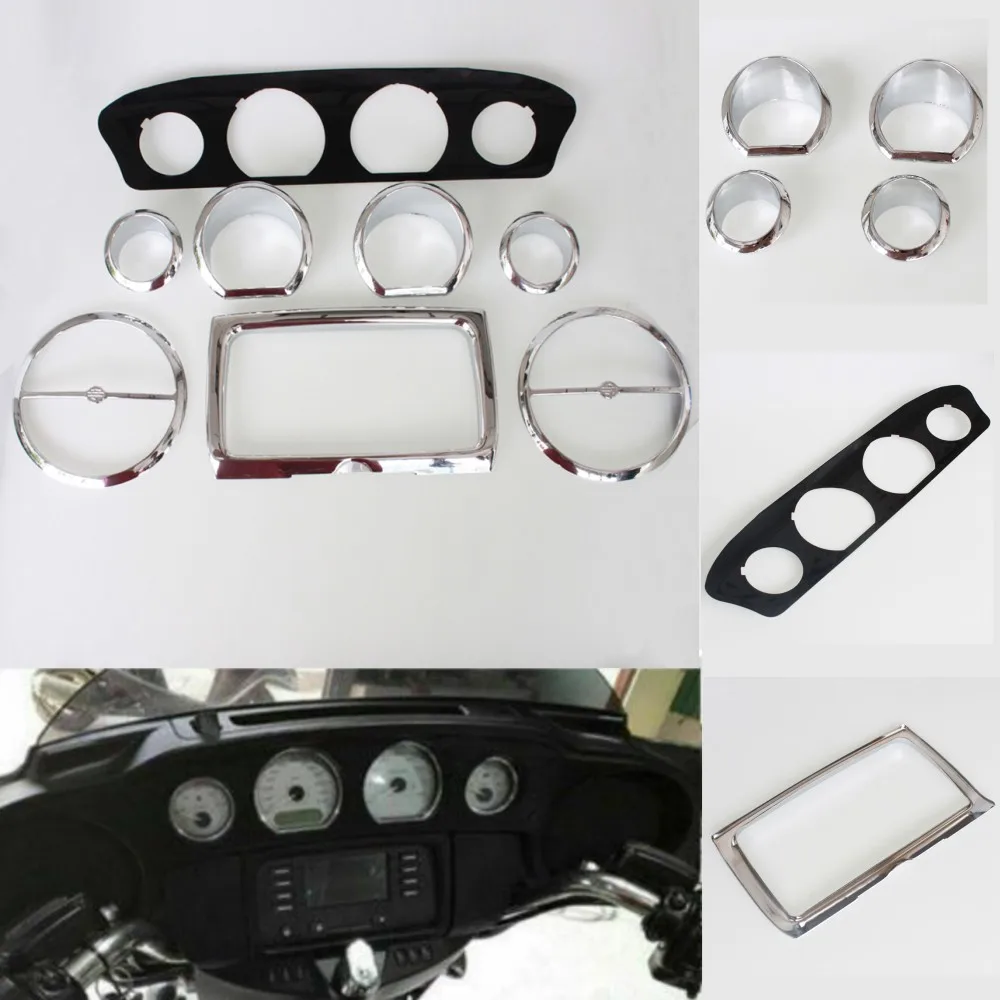 

1 Set Moto Speedometer Bezels Speaker Stereo Accent Trim Ring Cover For Harley Touring Electra Street Tri Glide New Accessory