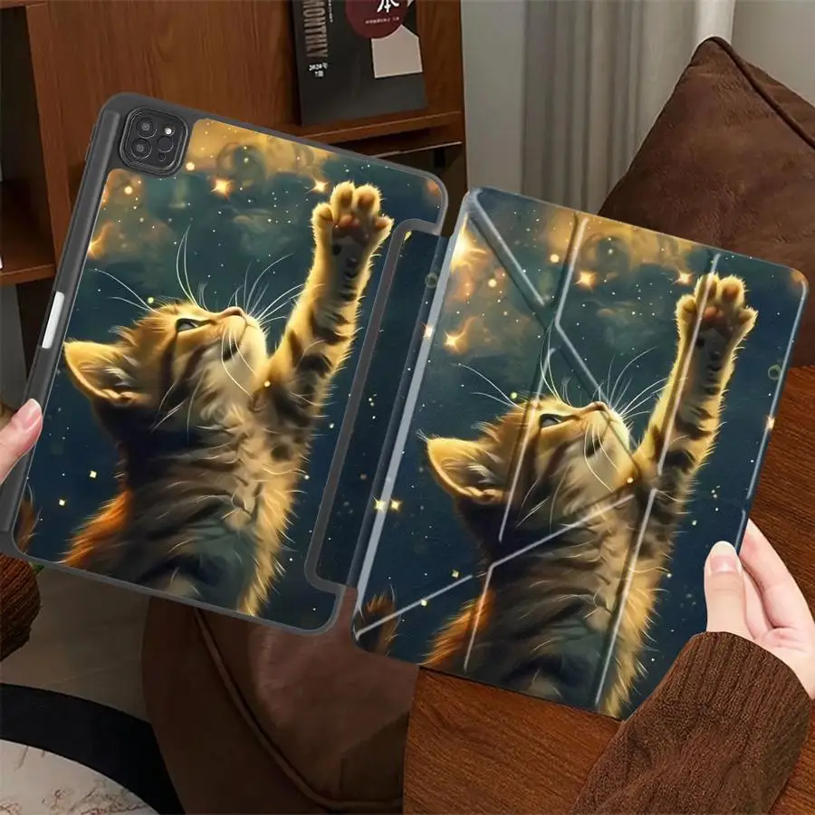 

Cat Touch The Star Holder Cover Tablet Case For iPad Mini 6 7 Pro 11th 10th 9th 8th 7th 12.9inch Air 4 5 M3 M2 M4 11inch Pro