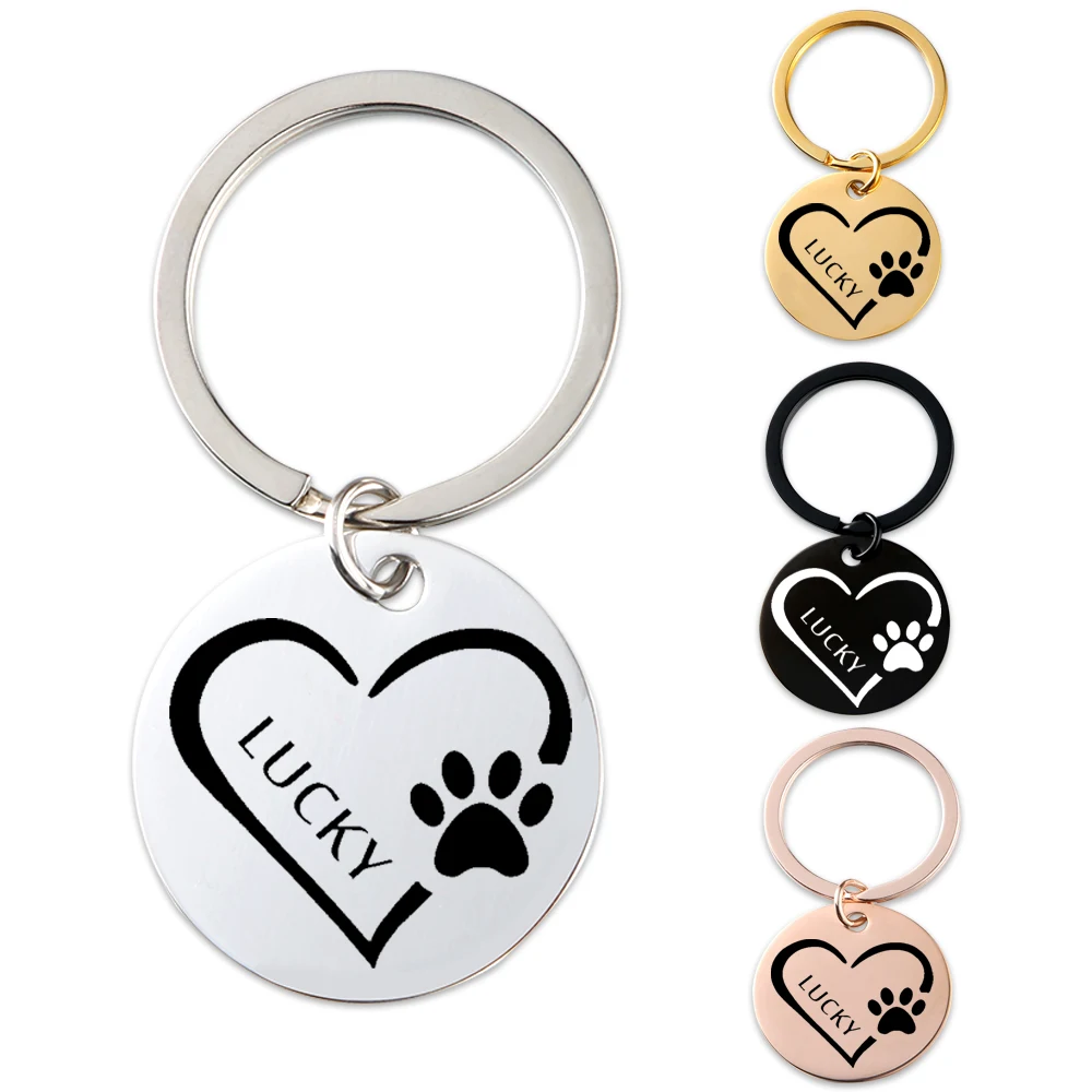 Custom Personalized Pet ID Tag Custom Dog And Cat Name Tag Gift for Puppy  Kitten Double Sided Floral Collar Pet's Keychain