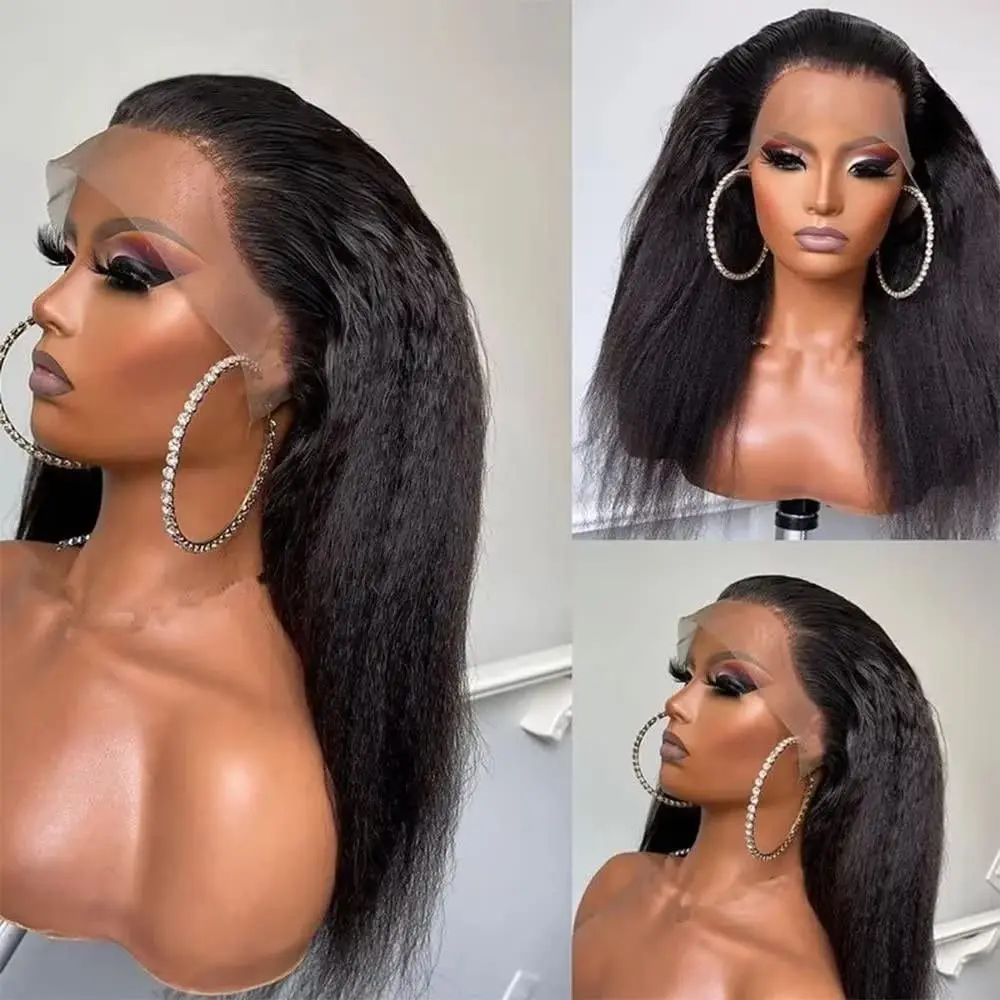 

Парик-каре 13X4 Kinky Straight, 200% плотность, с кружевной передней частью, бразильские волосы, предварительно снятая линия роста волос, с детским волоском, 5x5, для женщин, парик-каре из натуральных волос