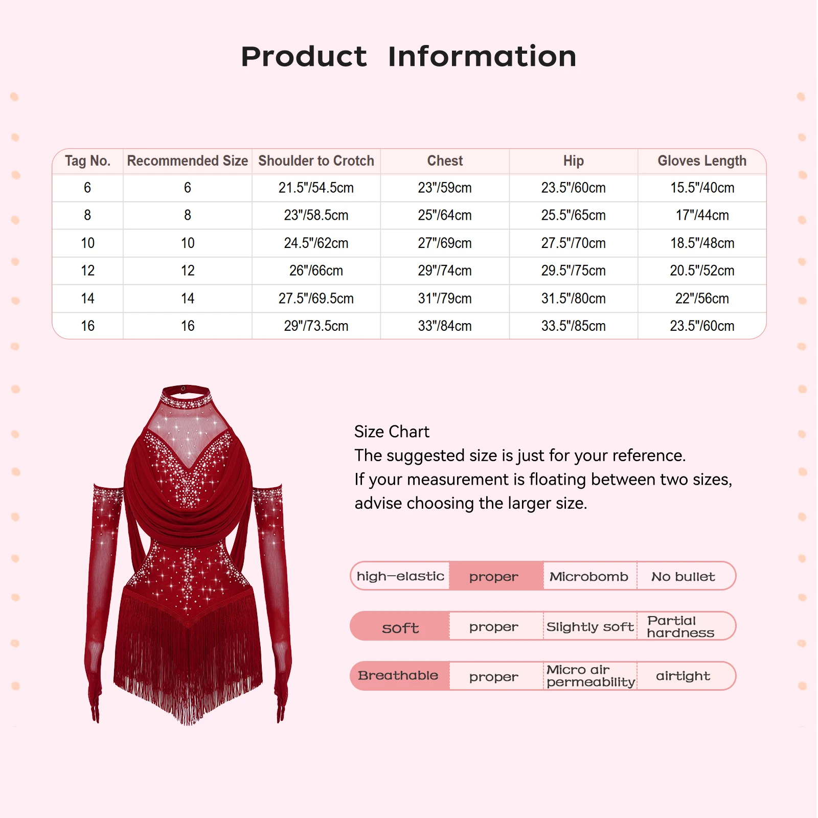 Girls Latin Dance Costume Ruched Mesh Drapes Cutout Tassel Glittery Rhinestones Leotard with 1 Pair Mesh Gloves Latin Dancewear