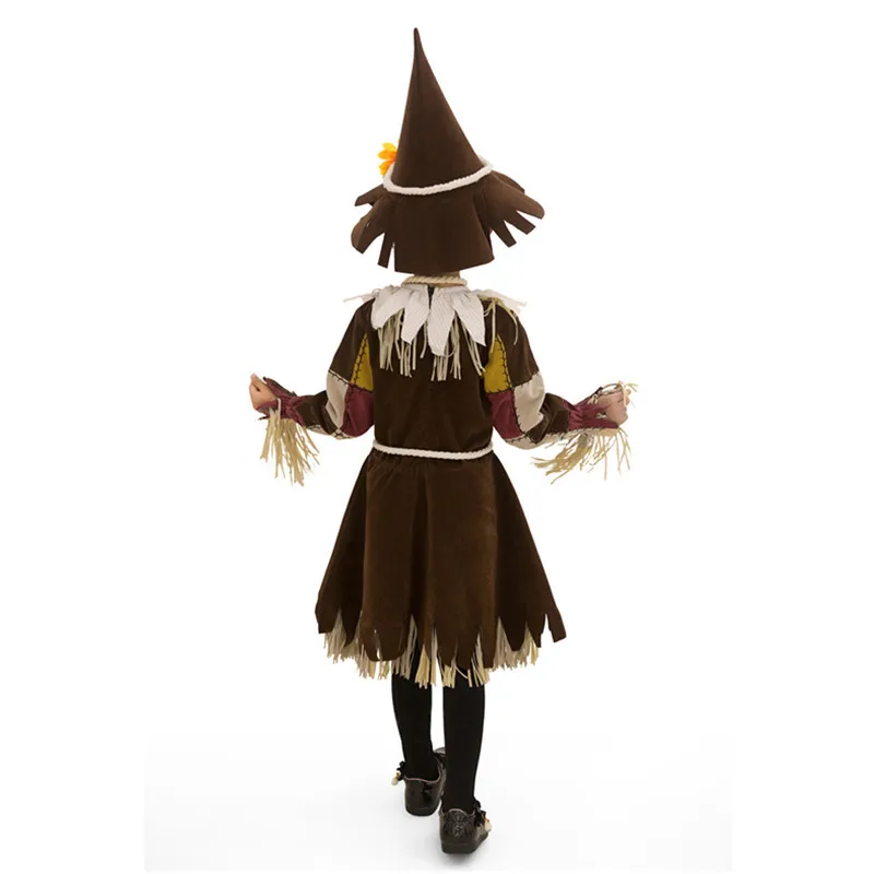 Halloween Vogelverschrikker Kostuum Pompoen Patch Vogelverschrikker Jurk Kinderen Cosplay De Tovenaar Van Kinderen Podiumshow Clown Circus Feestjurk