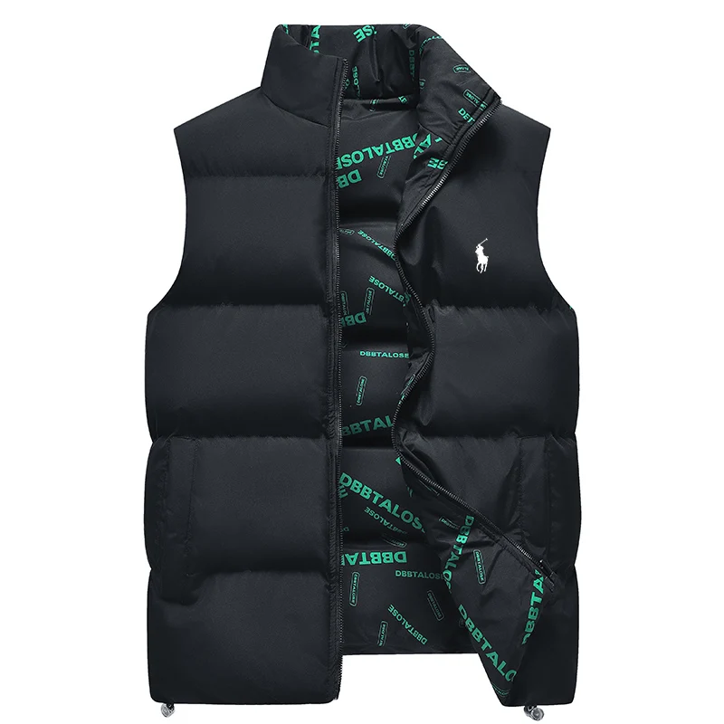 

Hot selling sleeveless men's jacket zipper vest for autumn and winter warmth, double-sided ready to wear clothing embroidery