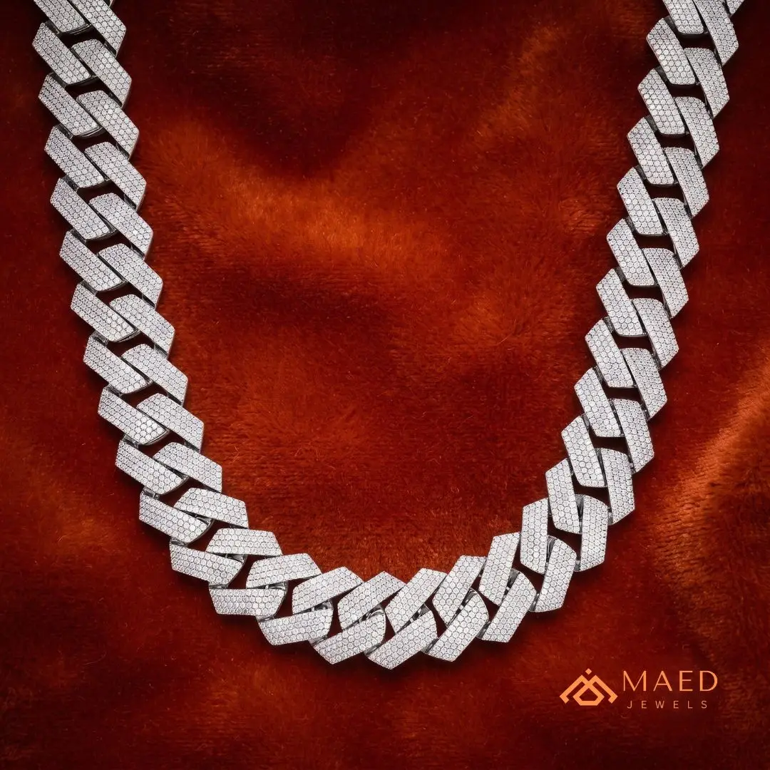 Silver .925 Sterling Moissanite Necklace Fashion Jewelry Cuban Link Chain for Women Men Elegant Gift New York City Fine Jewelry