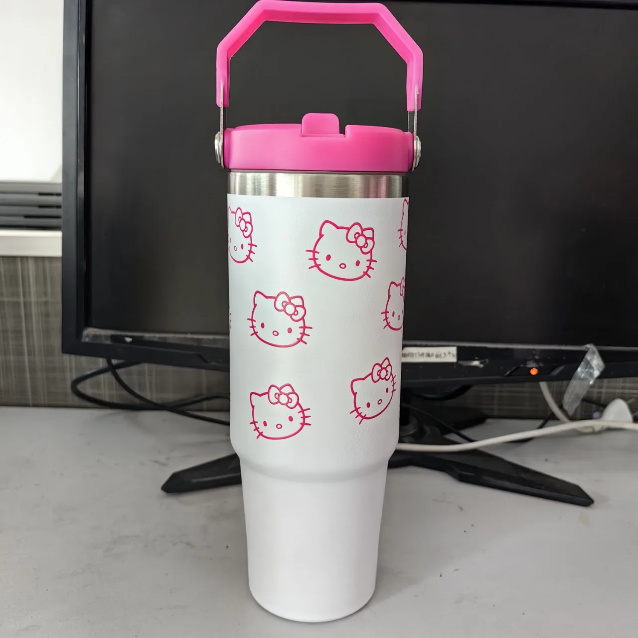 30oz Sanrio Hello Kitty Stainless Steel Insulated Mug With Handle Portable Cup Large Capacity Thermos Drinks Coke Coffee Mug