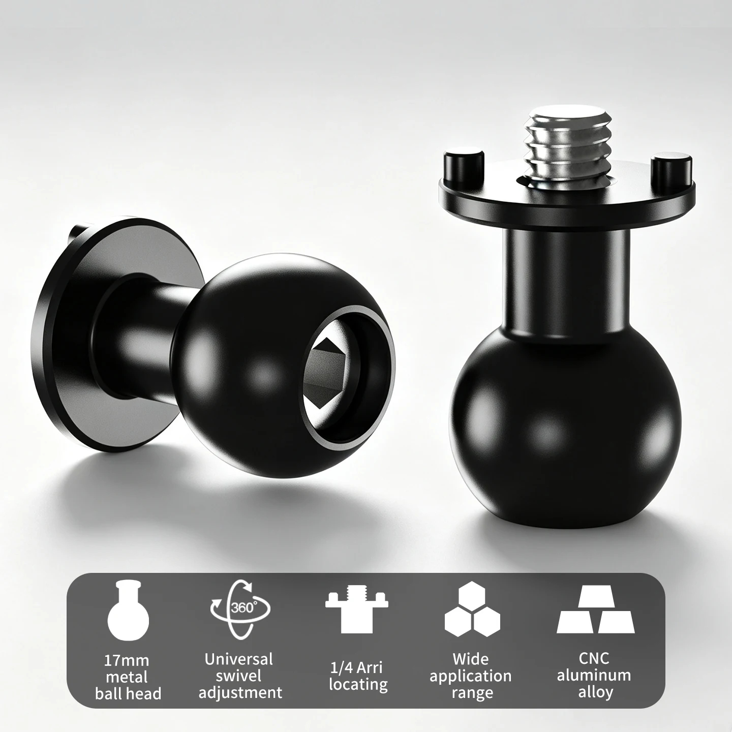 17mm Kugelkopfadapter ARRI Positionierungs-Aluminiumhalterung 1/4 Zoll Schraube für Gopro 13 Insta360 X5 DJI Actionkamera Magic Arm Handyhalterung – Detail 2