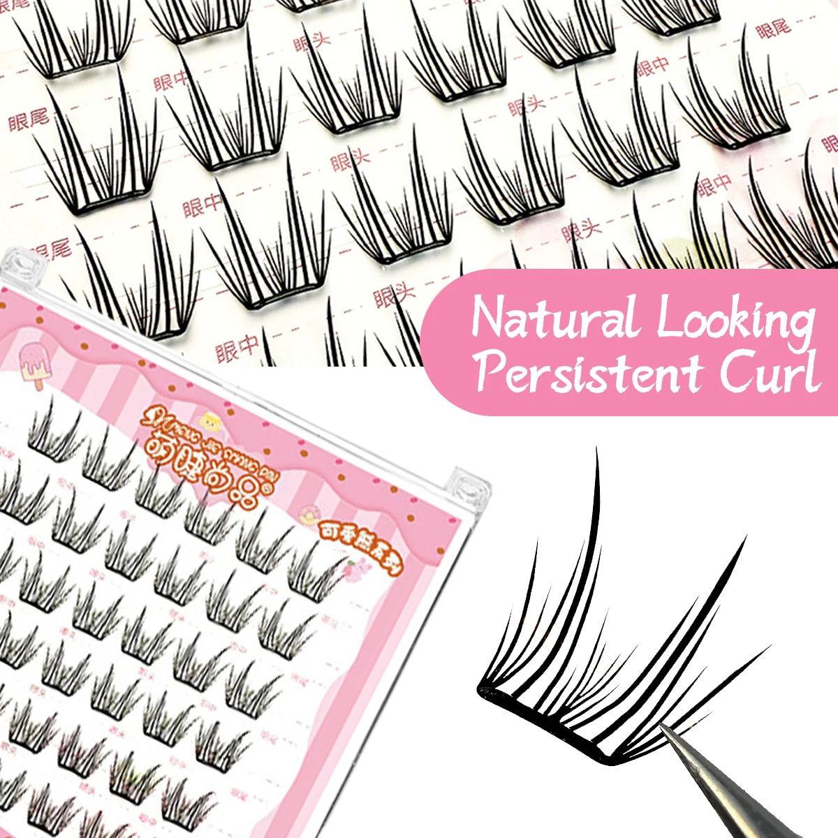 Kępki rzęs bez kleju 36 szt. Niewidoczne sztuczne rzęsy z płynnym klejem, bez nacisku, lekkie.