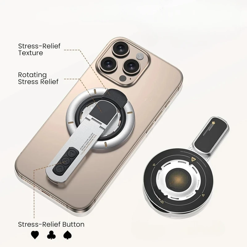 Dual-Sided Magnetic Portable Multi-Function Phone Ring Holder 360° Rotating Desktop Stand Compatible with Multiple Phone Models
