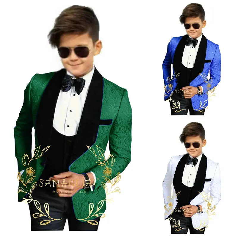 Boys Wedding Party Costumes Blazer Vest Pants Children's Formal Suits Baptism Dress Kids Teenage Ceremony Suit Clothes Set