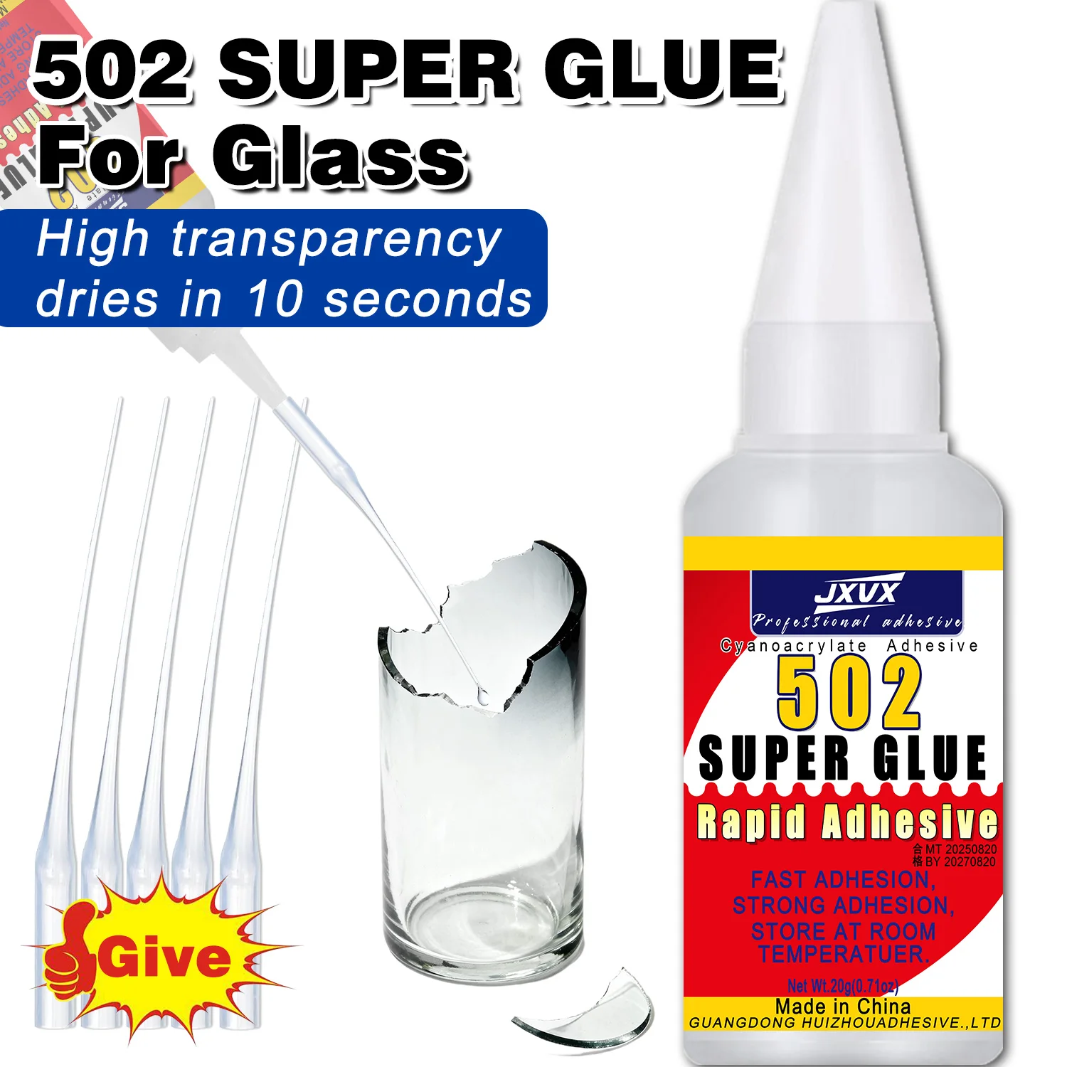1-15 PCs 502 Super glass glue: Quick-setting cyanoacrylate adhesive, for leather, rubber, wood and metal; precision bonding, strong; transparent and invisible liquid glue; includes a dispenser.
