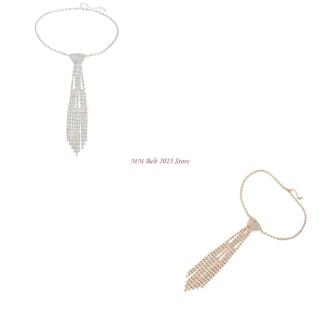 

49ME Cool Pre-Tied Necklace Rhinestones Necklace for Masquerades Cocktails Parties