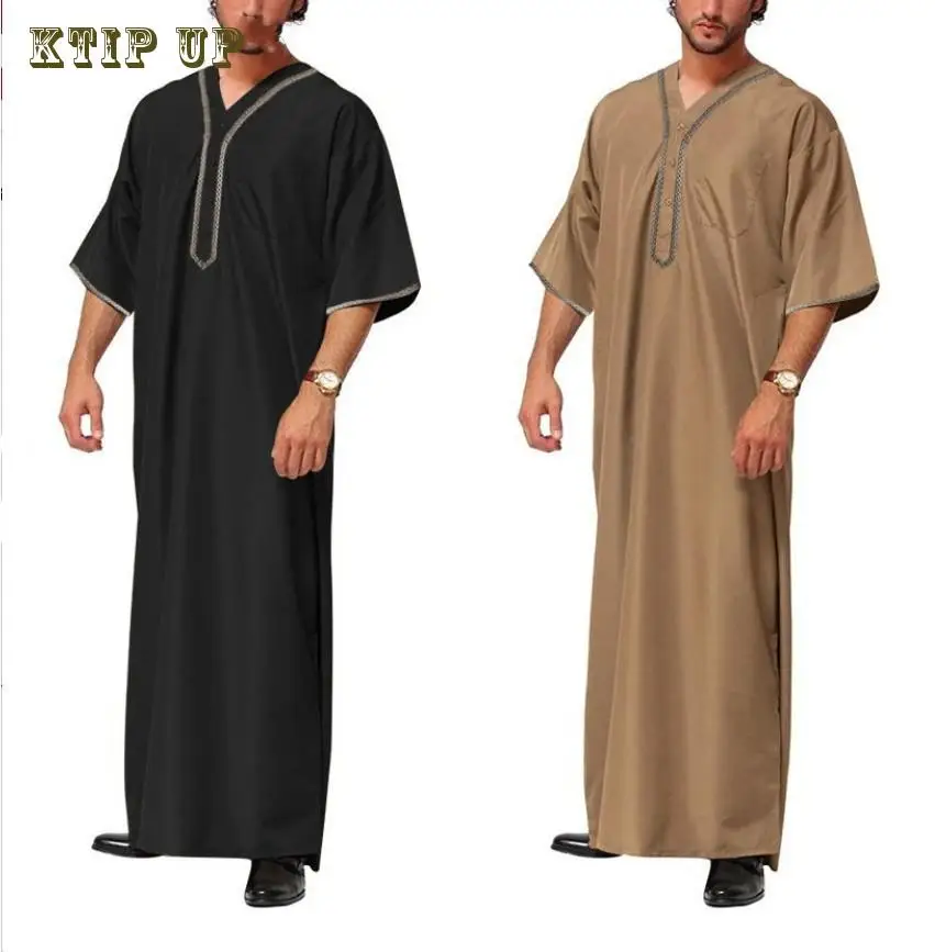 Heren knoopshirt, Moslim Mode, Islamitisch Midden-Oosten, Arabisch, Dubai, Maleisië, Herenkleding, Djellaba, Nieuw