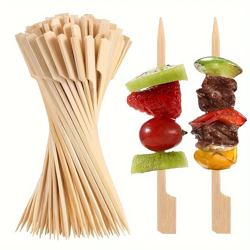 

BBQ Party Bamboo Skewers Wooden Barbecue Skewers for Appetizers Natural Wood Sandwich Fruit Charcuterie Boards Accessories