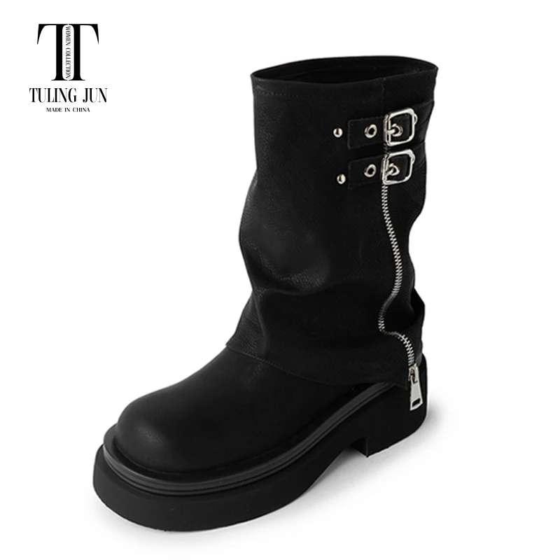 

TULING JUN 2024 New Autumn Winter Women's Boots Rounded Toe High Chunky Heel Cool Fashion Comfort Hot Sales Shoes For Women L