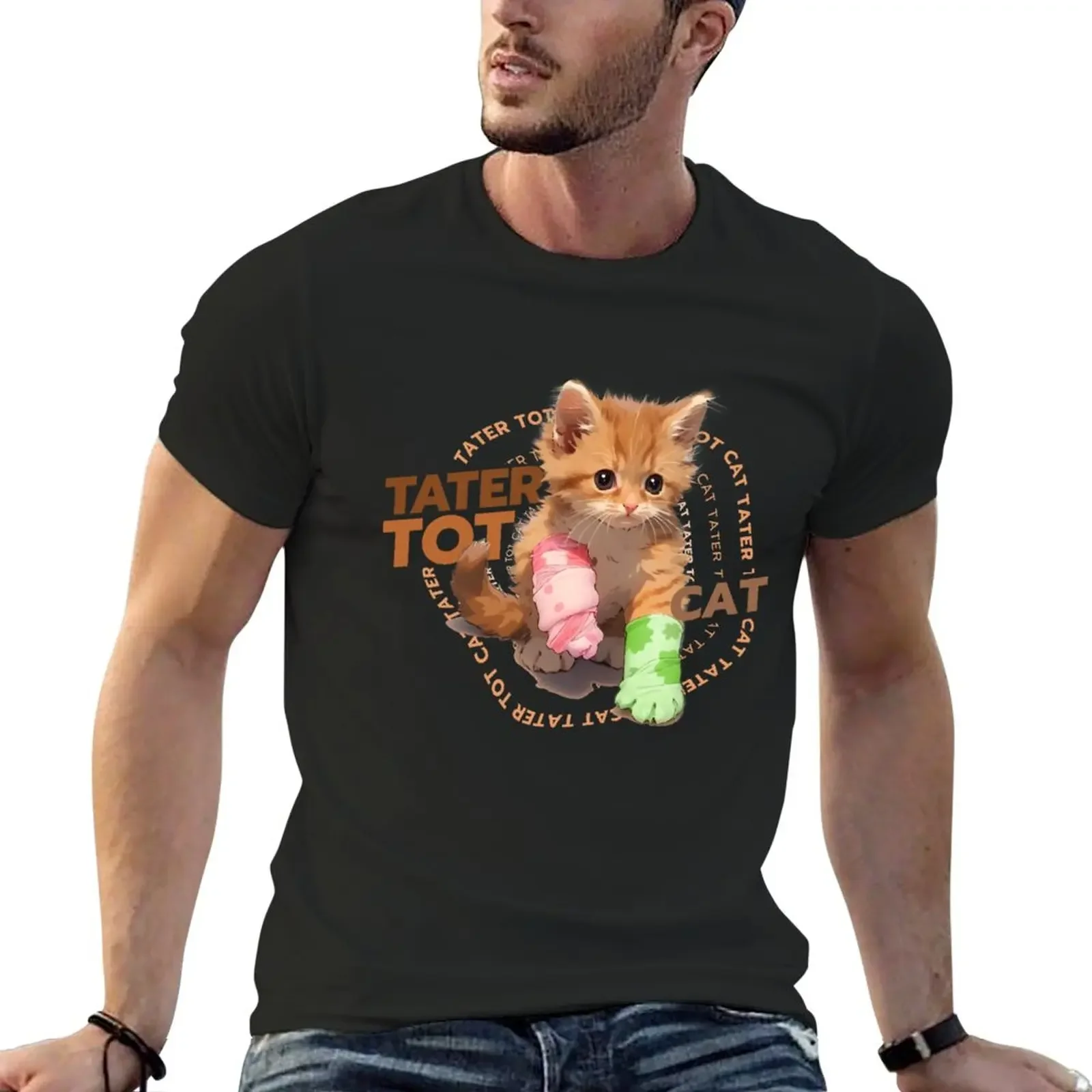 Tater Tot Cat T-Shirt summer tops plain boys animal print mens designer t shirt