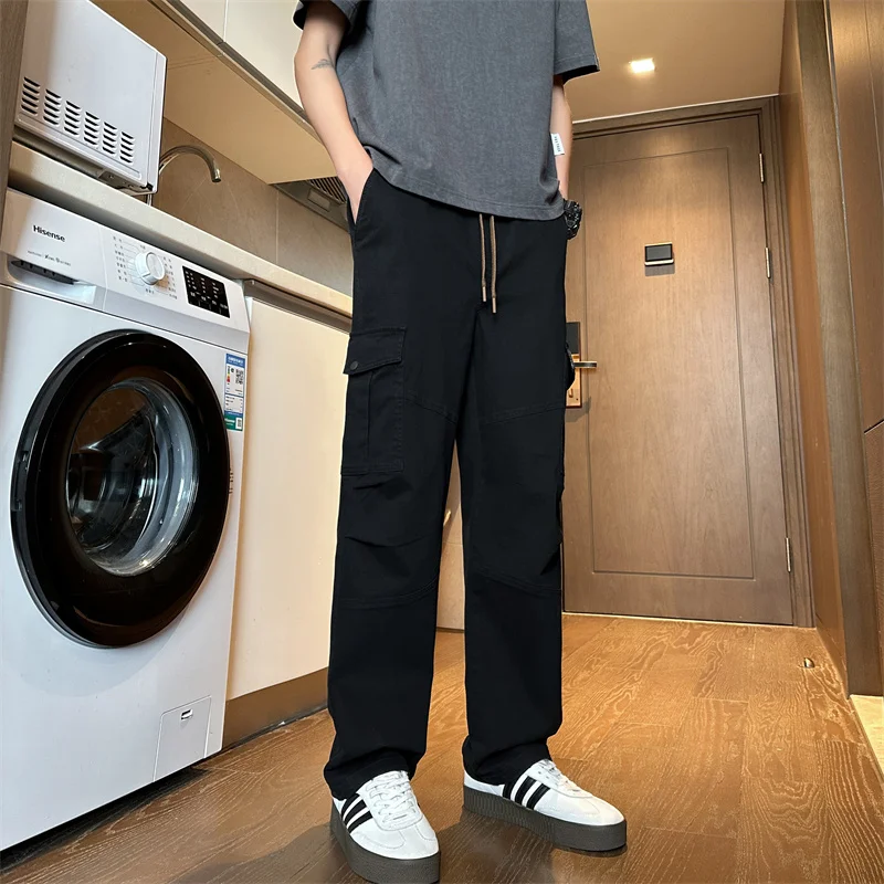 

Men Straight Leg Casual Pants Cotton Workwear Trousers