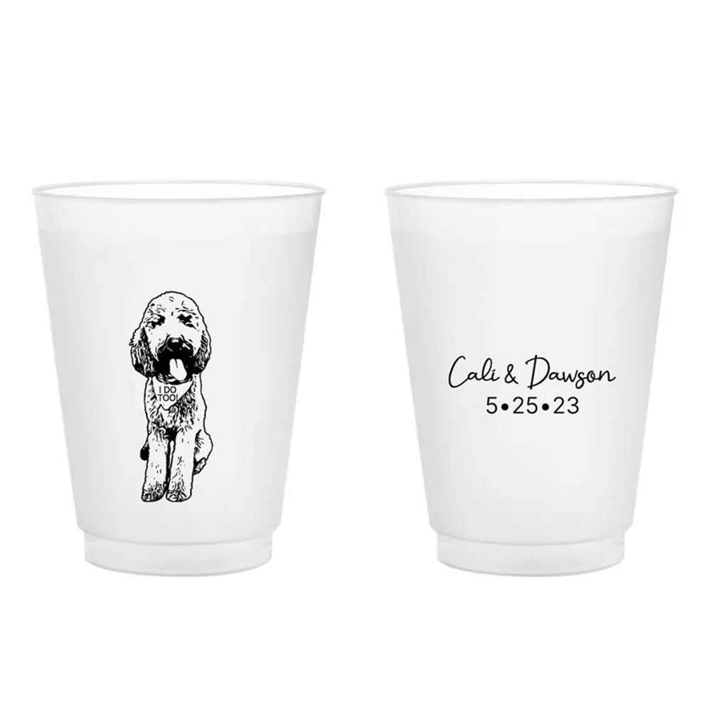 

Wedding Frosted Cups, Pet Wedding Frosted Cup Favors, Custom Pet Wedding Frosted Cups, Personalized Pet Wedding Plastic Cups as