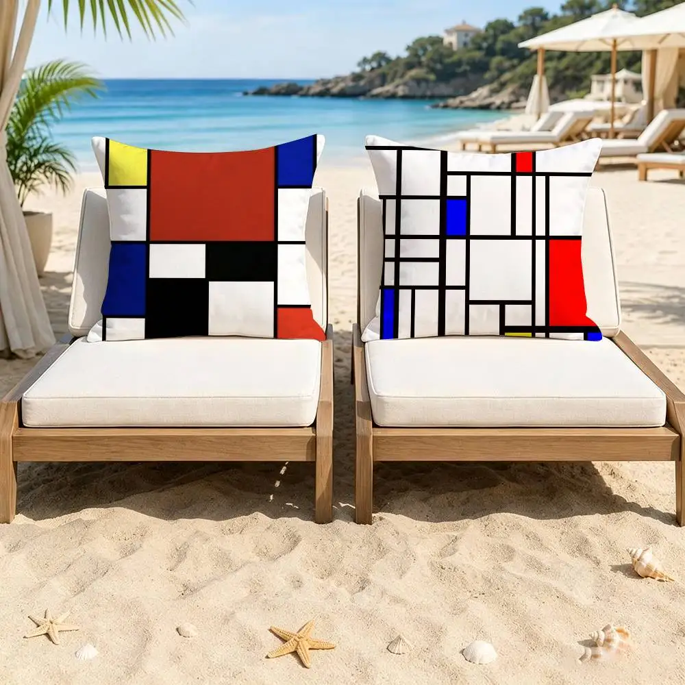 Geometric P-Piet MondrianS  Decorative Pillowcase Square Pillowcase Home Office Decorative Cushion Cover