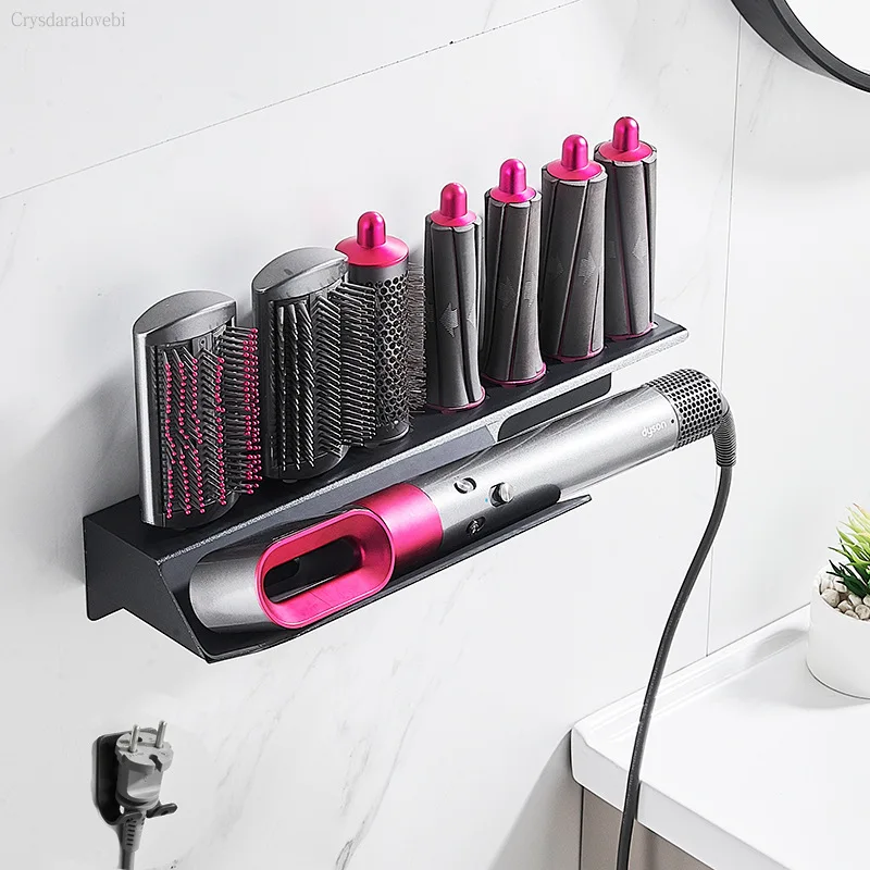 

Wall Mount Holder for Dyson Airwrap Styler Hair Curling Iron Wand racks and Brushes Storage Stand Rack with Cord Organizer Hoo