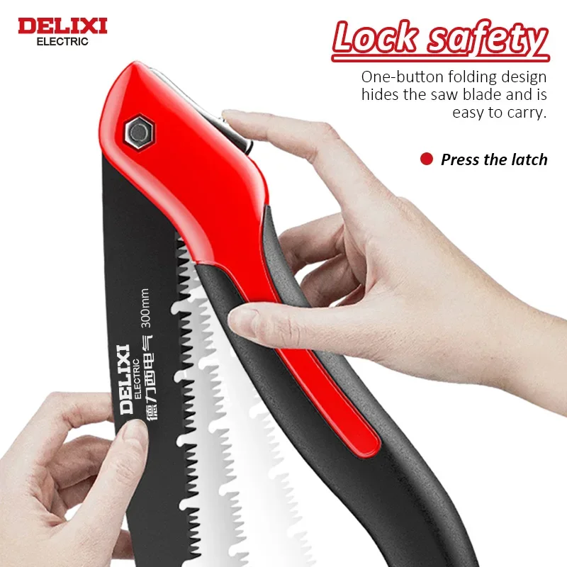 DELIXI ELECTRIC Tree Saw Household Small Hand-held Woodworking Wood Fast Folding Outdoor Logging Hand Saw(250mm/350mm)