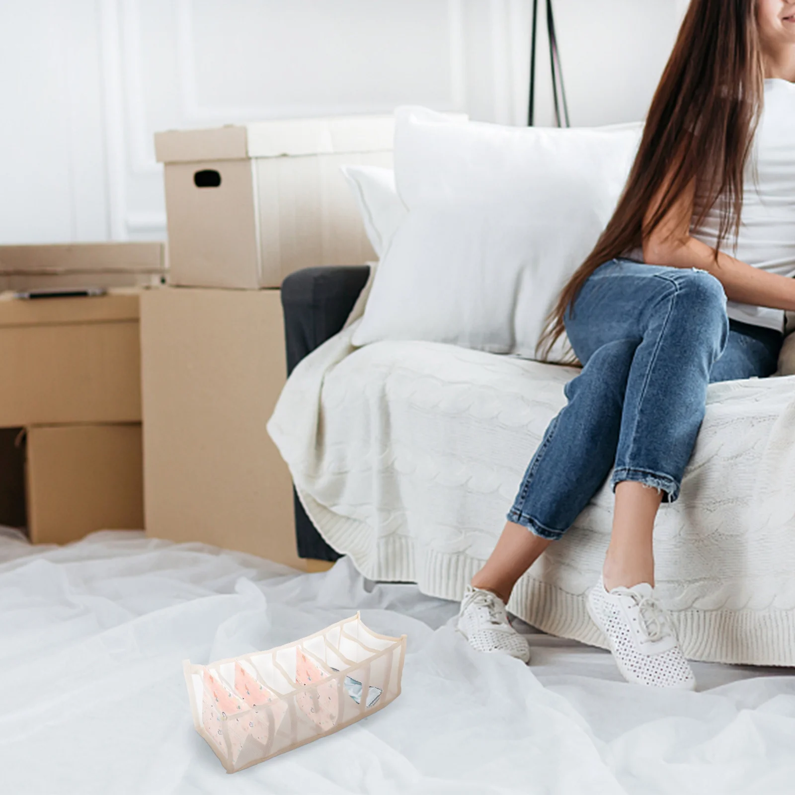 

Classified Storage Tray Underwear Organizer Multiple Grids Socks Box Bra Drawer Tidy Wardrobe Storage Box