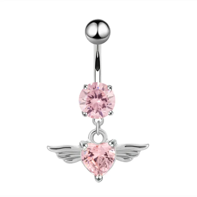 1PCS Rosa Krone Bauchnabel Ringe Schmuck Edelstahl Herz Nabel Piercing Barbell Kristall Nette Bauch Ringe Für Frauen Mädchen