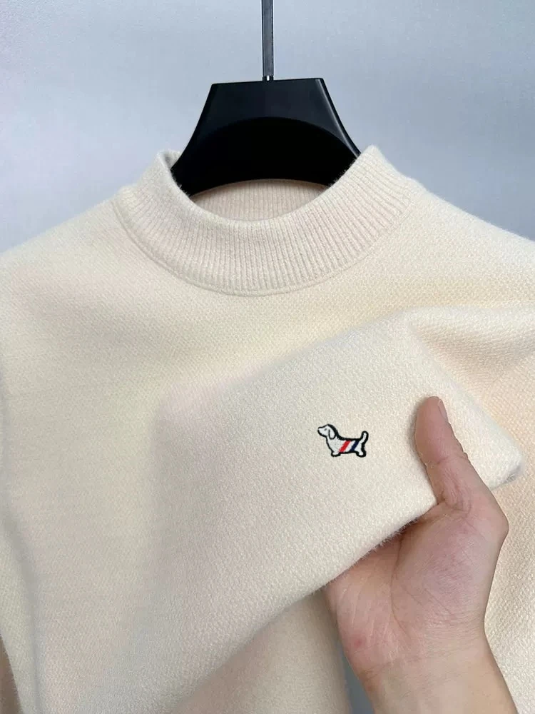 Modemarke Welpen Stickerei Herren Strickpullover Koreanischer Stil neuer Trend luxuriöser Komfort warmer lässiger Rundhalspullover