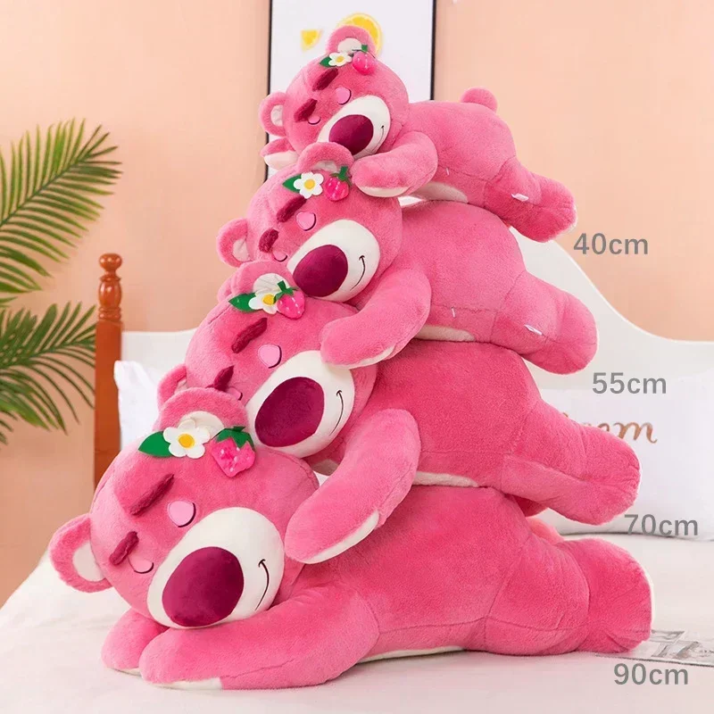 Disney Lotso Plush Dolls Bear Strawberry Stuffed Toys Toy Story Sofa Plush Pillow Fluffy Sleep Dolls Bear Kids Birthday Gift Toy