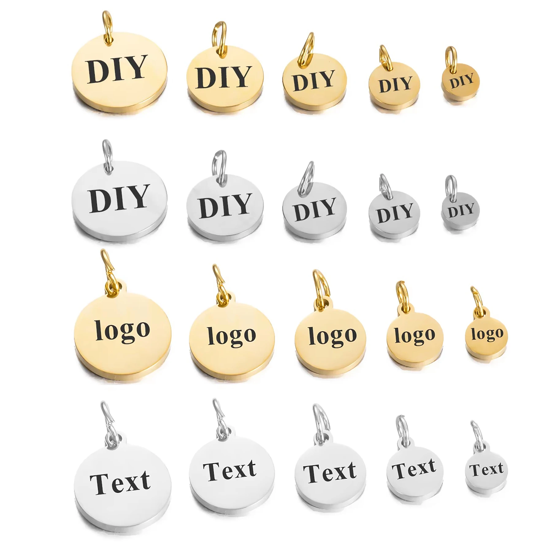 

10-100Pcs Round Mirror Polishing ID Tag Charms DIY Engraved Logo Name Pendants for Jewelry Making Necklaces Accessories