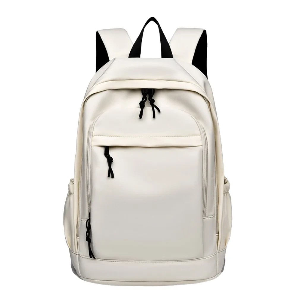 Ransel Laptop Kapasitas Besar Tahan Lama Tas Sekolah Siswa Tahan Air Kain Oxford Ransel Perjalanan Santai Warna Solid Pria Wanita